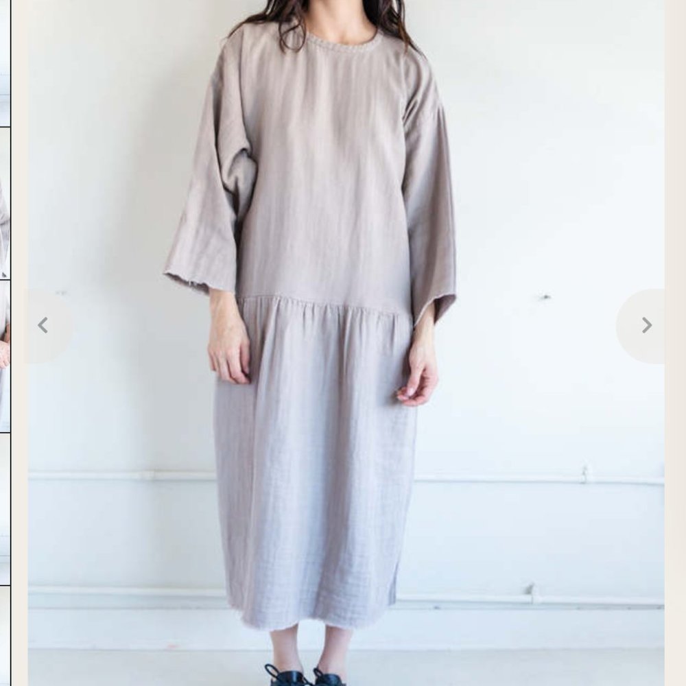 Cotton Linen Easy Dress- Light Stone
